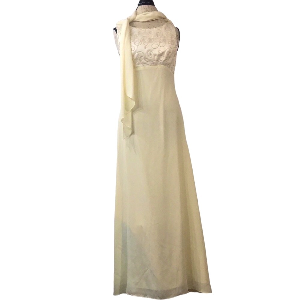 Kiki USA👗Scarf Ivory Sleeveless Formal Dress Size M